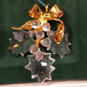 Swarovski Christmas Memories Crystal Holly Sprig Ornament 1997